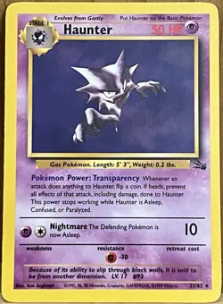 Haunter Pokemon TCG Fossil Set Unlimited 21/62 Rare Non-Holo LP - Image 1