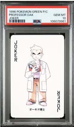 1996 POKEMON GREEN VERSION PLAYING CARDS JOKER PROFESSOR OAK PSA 10 - Image 1