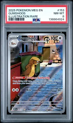 2025 POKEMON MEG EN-MEGA EVOLUTION ILLUSTRATION RARE #153 GUMSHOOS PSA 8 - Image 1