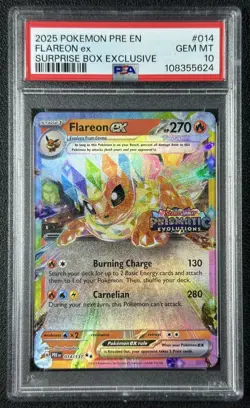FLAREON EX PSA 10 2025 POKEMON PRISMATIC EVOLUTIONS #014/131 EXCLUSIVE PROMOS 24 - Image 1