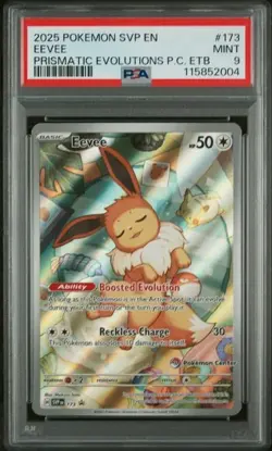 PSA 9 - 2025 Pokemon Prismatic Evolutions ETB Pokemon Center EEVEE #173 (2004) - Image 1