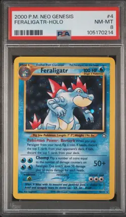 2000 Pokemon Neo Genesis Unlimited Feraligatr 4/111 Holo Rare PSA 8 *NEW CERT* - Image 1