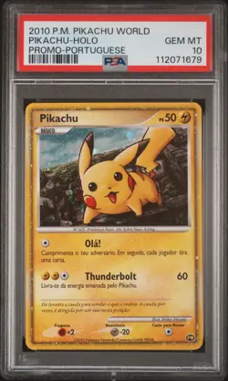 2010 POKEMON WORLD COLL PORTUGUESE-DO NOT USE PIKACHU-HOLO PSA 10 - Image 1