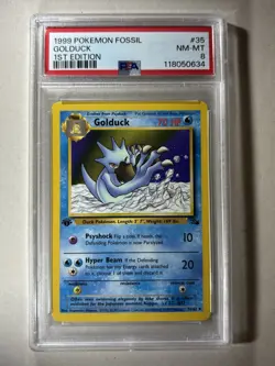 1999 Pokemon Fossil Golduck 35/62 1st Edition PSA 8 NM-MT - Image 1