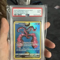 2023 POKEMON SWSH BLACK STAR PROMO 284 GALARIAN MOLTRES CROWN ZENITH TIN PSA 9 - Image 1