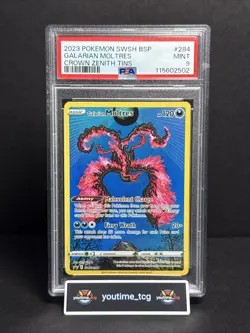 2023 Pokemon Swsh Black Star Promo Crown Zenith Tin Galarian Moltres #284 PSA 9 - Image 1