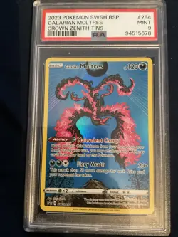 2023 POKEMON SWSH BLACK STAR PROMO CROWN ZENITH TIN #284 GALARIAN MOLTRES PSA 9 - Image 2