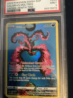 2023 POKEMON SWSH BLACK STAR PROMO CROWN ZENITH TIN #284 GALARIAN MOLTRES PSA 9 - Image 4