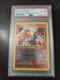 Entei 2001 Pokemon Game 3 Movie Black Star Promo #34 Reverse Holo Foil PSA 8 - Image 1