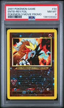 2001 POKEMON GAME MOVIE POKEMON 3 MOVIE PROMO #34 ENTEI-REVERSE FOIL PSA 8 - Image 1