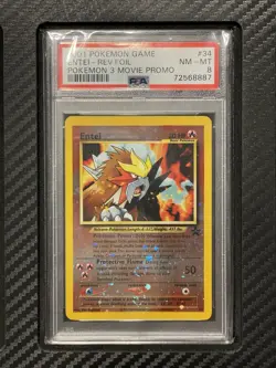 2001 PSA 8 Entei #34 Reverse Foil Promo Pokemon Game Pokemon 3 Movie Promo - Image 1