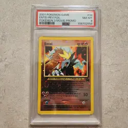 2001 POKEMON GAME MOVIE POKEMON 3 MOVIE PROMO #34 ENTEI-REVERSE FOIL PSA 8 - Image 1
