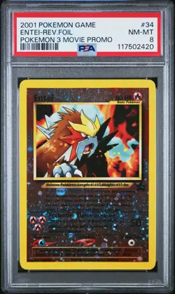 2001 POKEMON GAME MOVIE POKEMON 3 MOVIE PROMO #34 ENTEI-REVERSE FOIL PSA 8 - Image 1