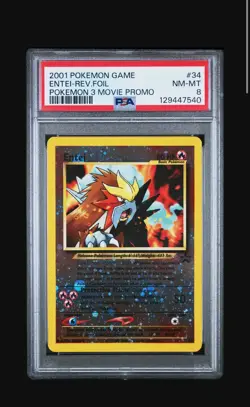 2001 POKEMON GAME MOVIE POKEMON 3 MOVIE PROMO #34 ENTEI-REVERSE FOIL PSA 8 - Image 1