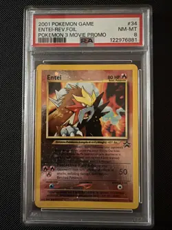 2001 POKEMON GAME MOVIE POKEMON 3 MOVIE PROMO #34 ENTEI-REVERSE FOIL PSA 8 - Image 1