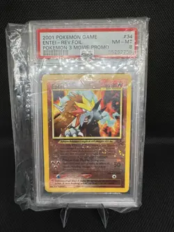 2001 POKEMON GAME MOVIE POKEMON 3 MOVIE PROMO #34 ENTEI-REVERSE FOIL PSA 8 - Image 1