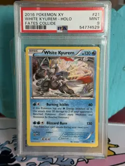 HOLO RARE White Kyurem! PSA 9!MINT! 2016 Pokemon XY Fates Collide #21/124 - Image 1