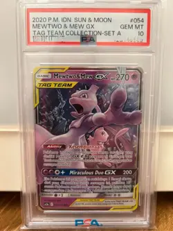 TCG POKEMON MEWTWO & MEW GX #054 SUN & MOON IDN PSA 10 RARE - Image 1