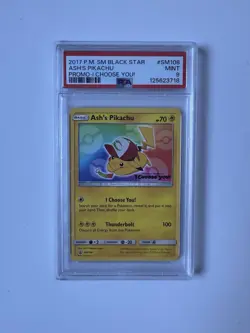 Ash's Pikachu SM108 | I Choose You Black Star Promo | PSA 9 | Pokemon TCG - Image 1