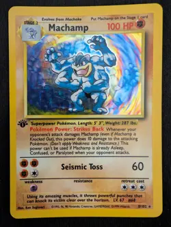 Pokemon TCG Machamp 8/102 Base Set 1st Edition Holo Rare LP - Image 1