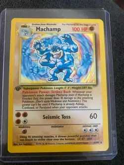 Pokemon TCG Cards 1st Edition Machamp 8/102 Base Set Holo Rare LP/NM - Image 1