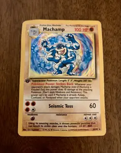 Pokemon Cards TCG Machamp 8/102 1st Edition Holo Rare Base Set Vintage WOTC 1999 - Image 1