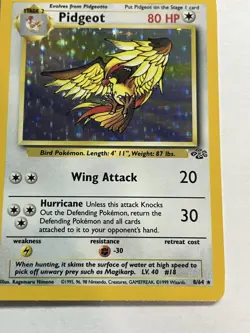Pidgeot Pokemon TCG Jungle Set Unlimited 8/64 Rare Holo 1999 WOTC - Image 3