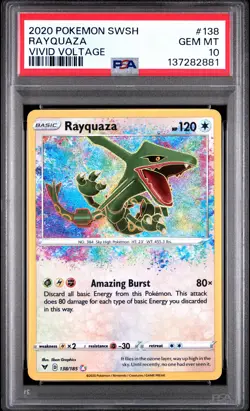 2020 POKEMON SWORD & SHIELD VIVID VOLTAGE #138 RAYQUAZA PSA 10 - Image 1