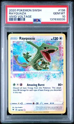 2020 POKEMON SWORD & SHIELD VIVID VOLTAGE #138 RAYQUAZA PSA 10 - Image 1