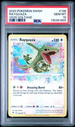 2020 POKEMON SWORD & SHIELD VIVID VOLTAGE #138 RAYQUAZA PSA 10 - Image 1