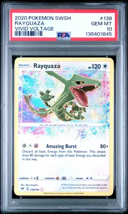2020 POKEMON SWORD & SHIELD VIVID VOLTAGE #138 RAYQUAZA PSA 10 - Image 1