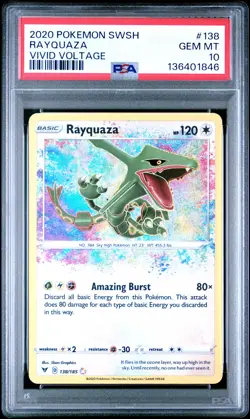 2020 POKEMON SWORD & SHIELD VIVID VOLTAGE #138 RAYQUAZA PSA 10 - Image 1