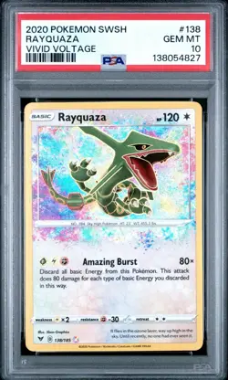 2020 POKEMON SWORD & SHIELD VIVID VOLTAGE #138 RAYQUAZA PSA 10 - Image 1