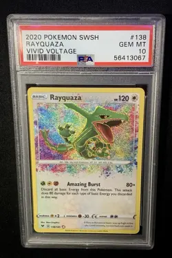 2020 POKEMON SWORD & SHIELD VIVID VOLTAGE #138 RAYQUAZA PSA 10 - Image 1