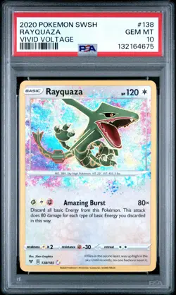 2020 POKEMON SWORD & SHIELD VIVID VOLTAGE #138 RAYQUAZA PSA 10 - Image 1