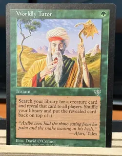 MTG Worldly Tutor #255 | Mirage | NM-Light Play | Magic The Gathering - Image 1