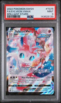 2022 POKEMON SWORD & SHIELD BRILLIANT STARS #TG15 FULL ART/SYLVEON VMAX PSA 9 - Image 1