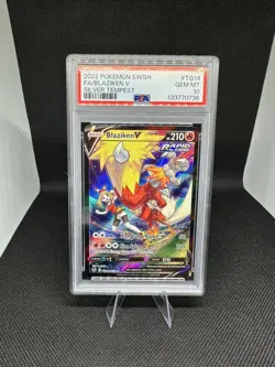PSA 10 Blaziken V #TG14 Pokemon SWSH Silver Tempest English 2022 - Image 1