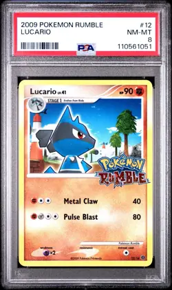 PSA 8 LUCARIO 12/16 | 2009 Rumble Graded Pokemon Card - Image 1