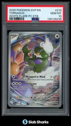 2025 POKEMON CENTER BLACK STAR PROMO SVP EN #210 TORNADUS WHITE FLARE ETB PSA 10 - Image 1
