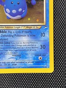 Light Azumarill 13/105 SwirlNeo Destiny Holo Pokemon Card LP+ - Image 5