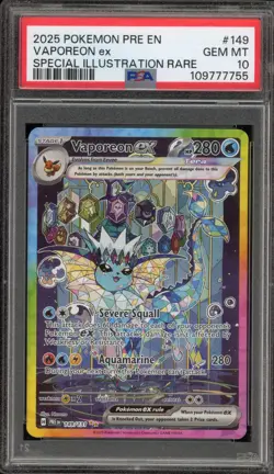 Pokemon Vaporeon ex Prismatic Evolutions Special Illustration Rare #149 PSA 10 - Image 1
