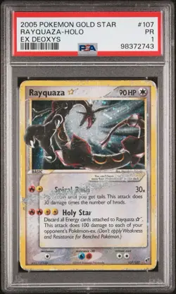 PSA 1 PR POOR 2005 Pokemon Deoxys Rayquaza 107 Gold Star Pop 195 - Image 1