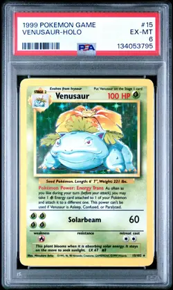 1999 POKEMON BASE SET UNLIMITED #15 VENUSAUR-HOLO PSA 6 - Image 1