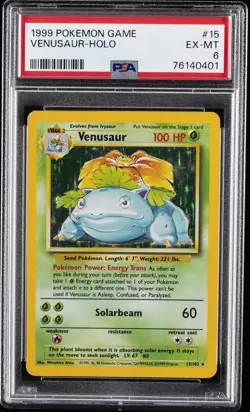 1999 POKEMON BASE SET UNLIMITED #15 VENUSAUR-HOLO PSA 6 - Image 1