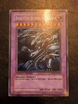 Yu-Gi-Oh SECRET RARE BLUE-EYES ULTIMATE DRAGON RP01-EN000 1996 COPYRIGHT VLP - Image 1