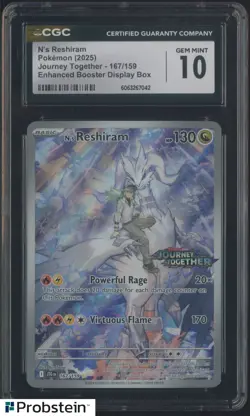 2025 Pokemon TCG Journey Together Enhanced Display Promo N's Reshiram CGC 10 - Image 1