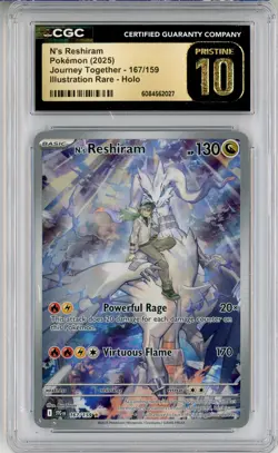 CGC Pristine 10 Pokemon TCG N's Reshiram 167/159 Sv09: Journey Together Holo - Image 1