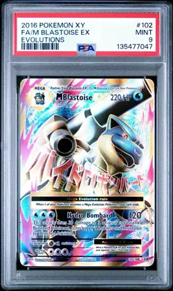Pokemon M Blastoise EX Full Art 102/108 XY Evolutions #102 Mega MINT PSA 9 Mint - Image 1