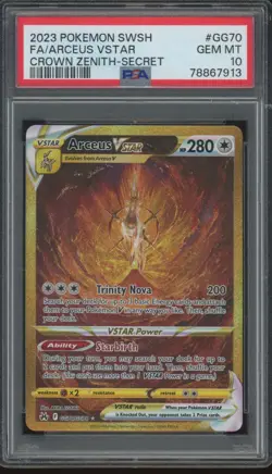 2023 Pokemon SWSH Crown Zenith Secret #GG70 Arceus Vstar Gem Mint PSA 10 - Image 1